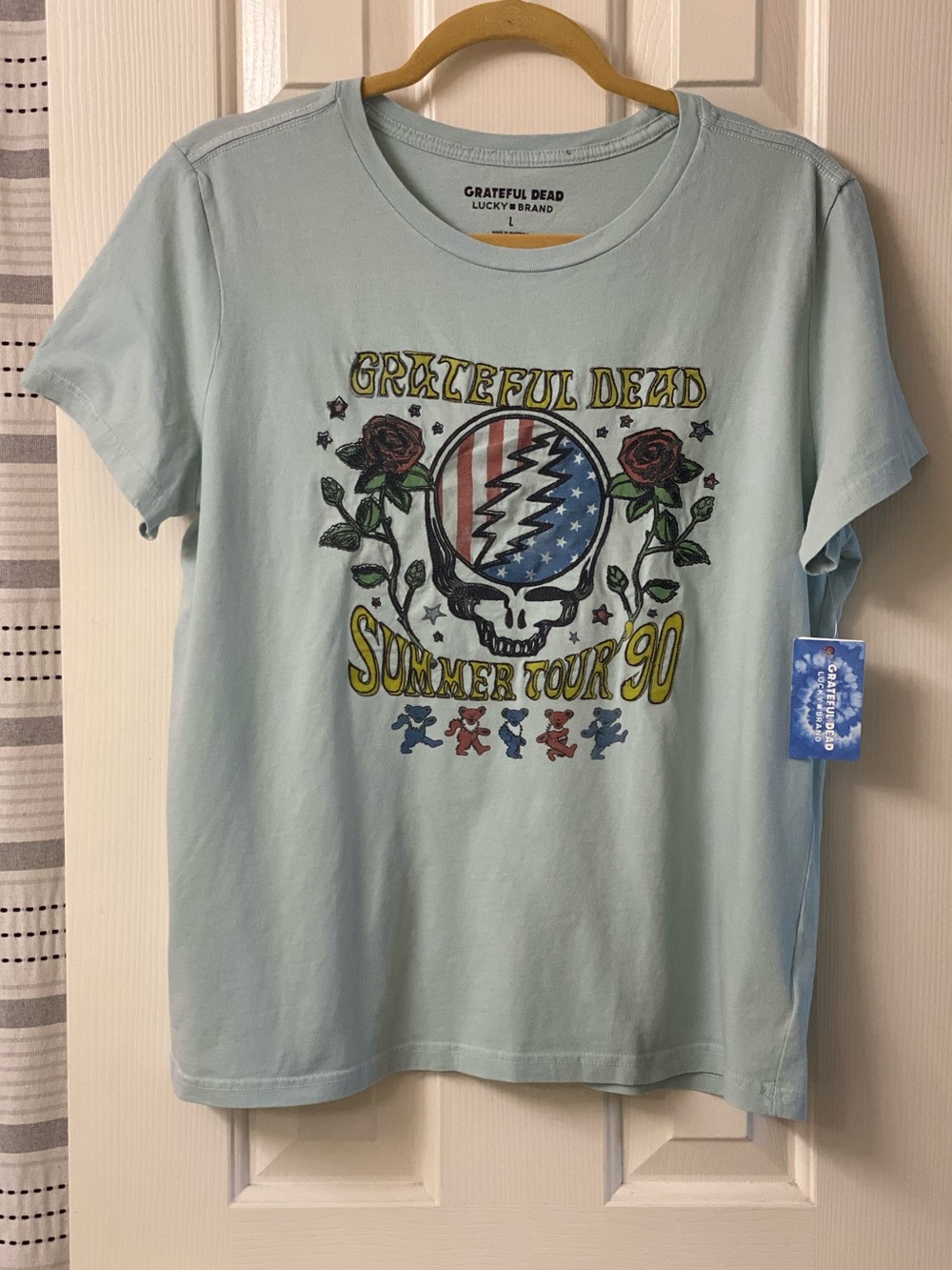 Lucky Brand Light Blue Embroidered Grateful Dead 'Summer Tour '90' Size Large